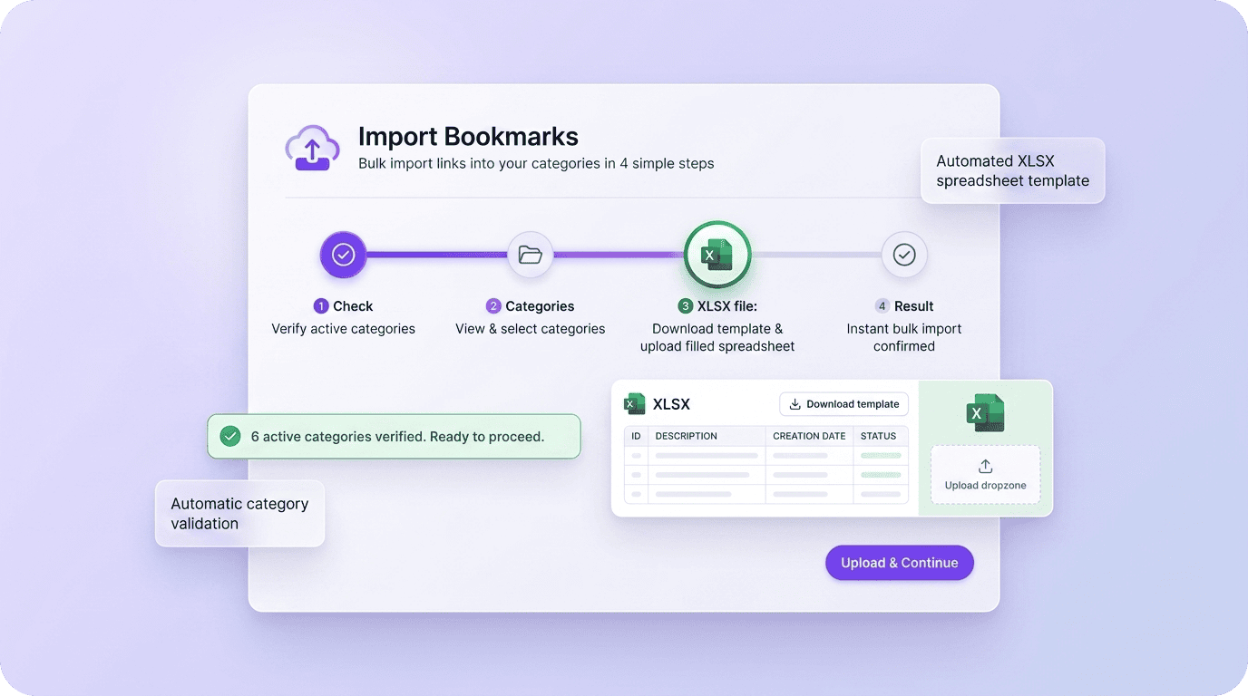 Import bookmarks from other browsers or services